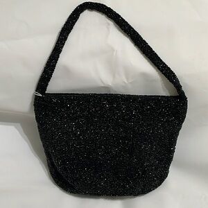 Vintage black beaded evening bag